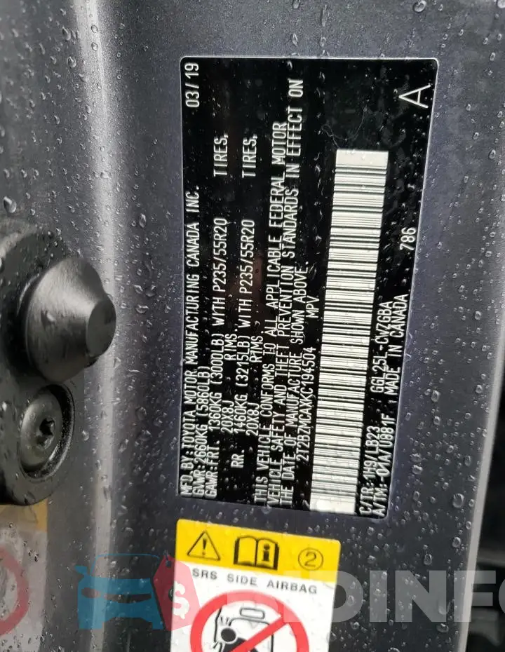2T2BZMCAXKC194504 Photo# 14