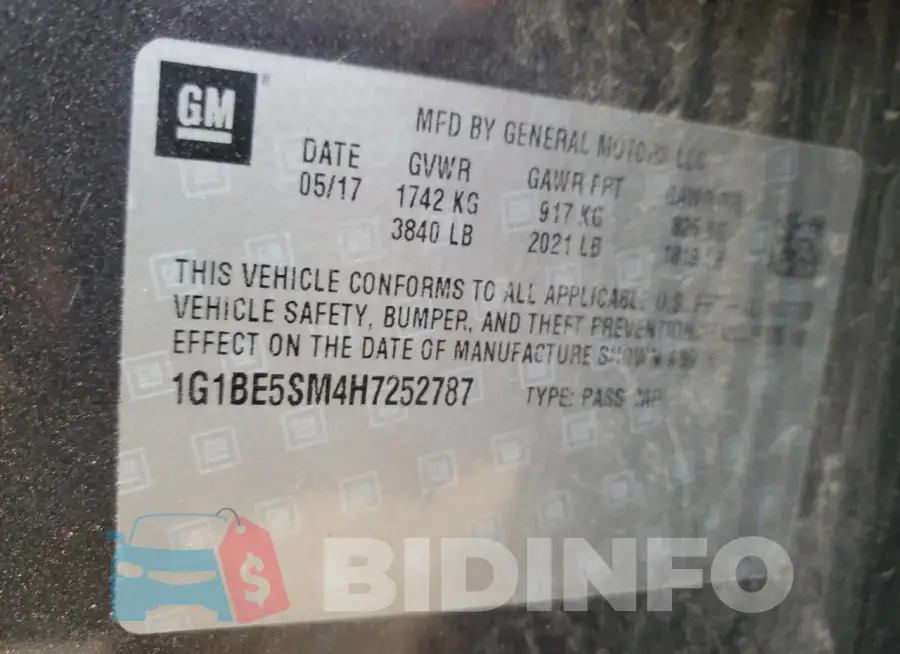 1G1BE5SM4H7252787 Photo# 12