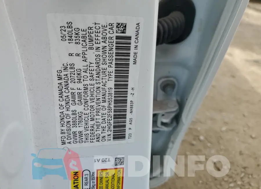 2HGFE2F58PH553819 Photo# 13