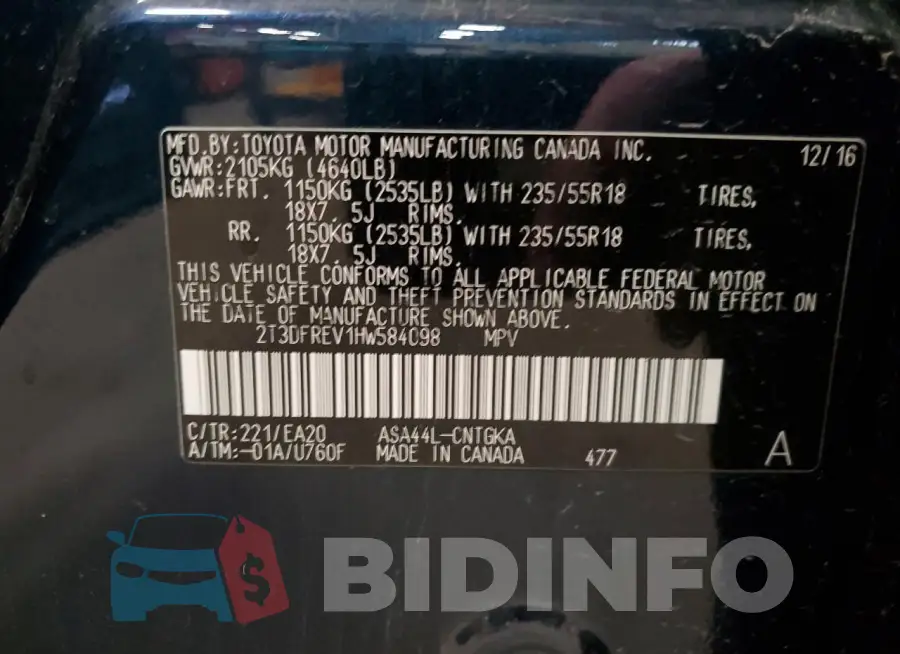 2T3DFREV1HW584098 Photo# 14