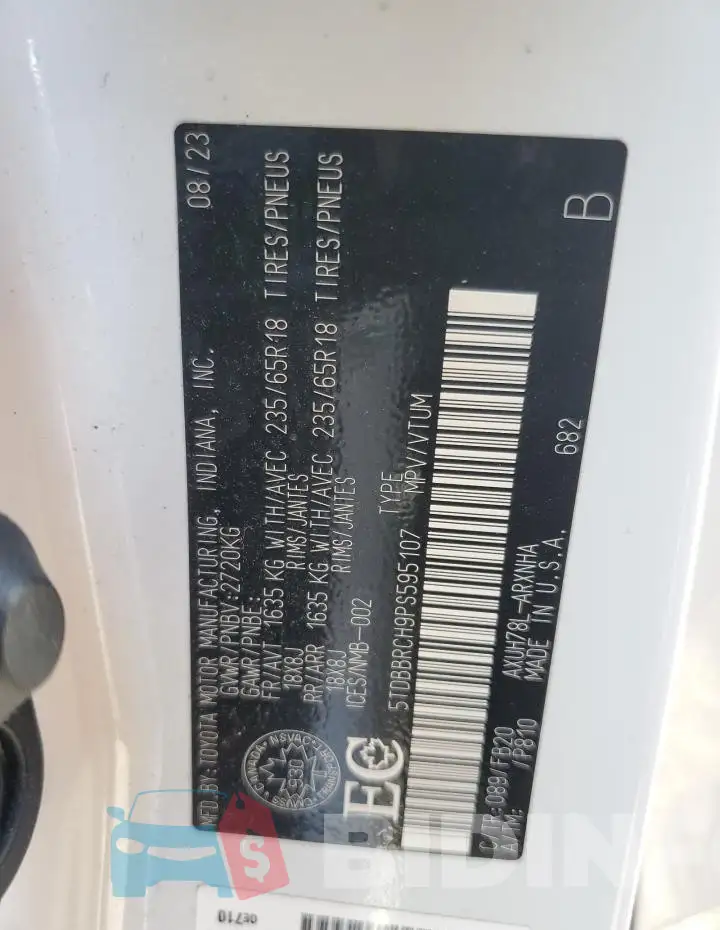 5TDBBRCH9PS595107 Photo# 13