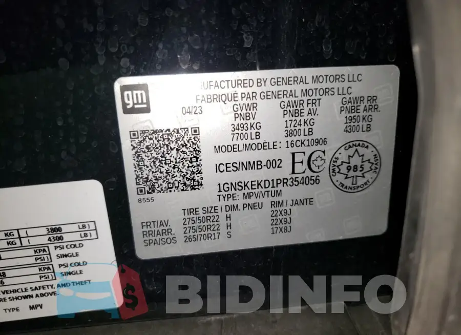 1GNSKEKD1PR354056 Photo# 14