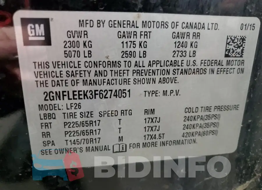 2GNFLEEK3F6274051 Photo# 13