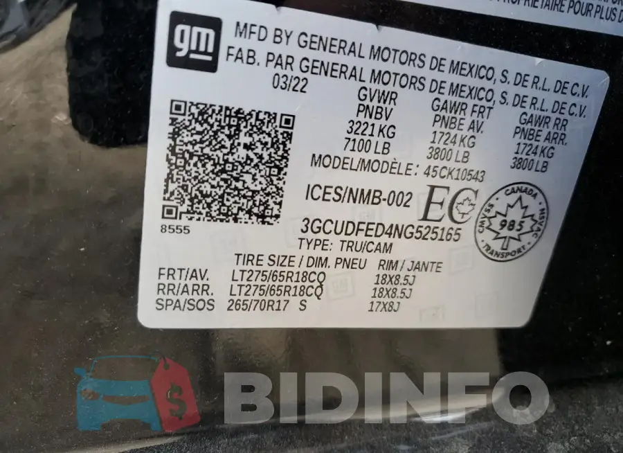 3GCUDFED4NG525165 Photo# 12