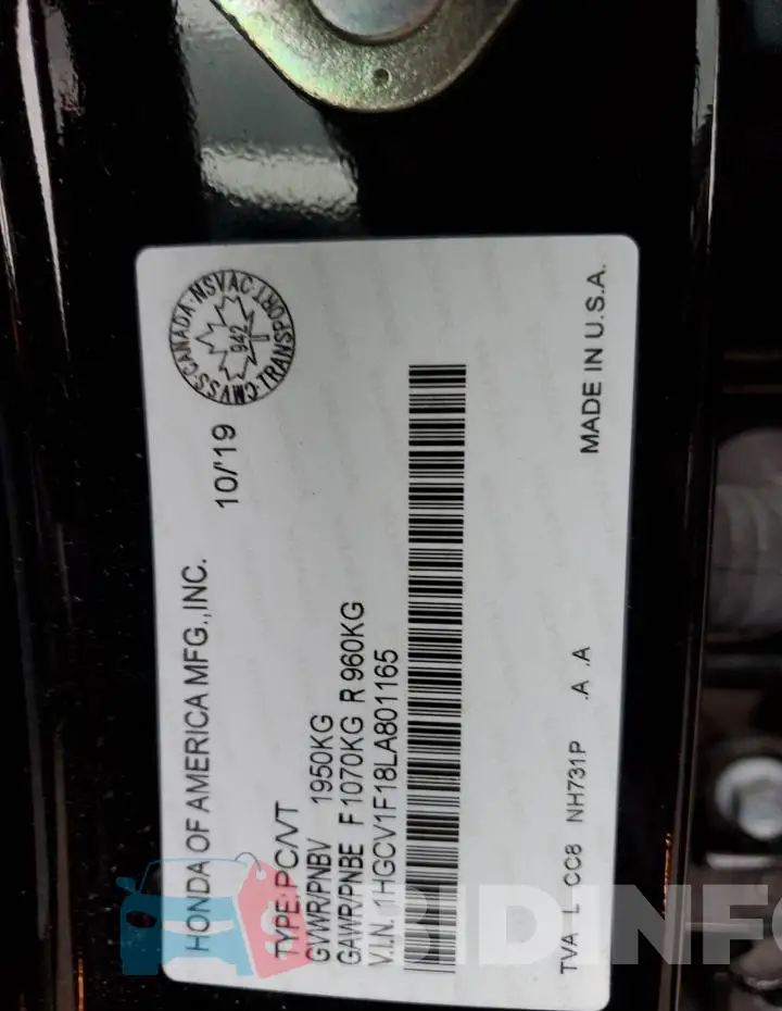 1HGCV1F18LA801165 Photo# 13