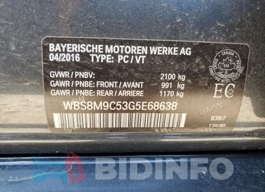 WBS8M9C53G5E68638 Photo# 12