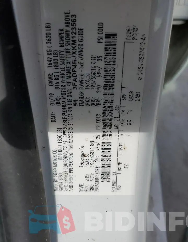 3FADP4BJXKM123563 Photo# 12