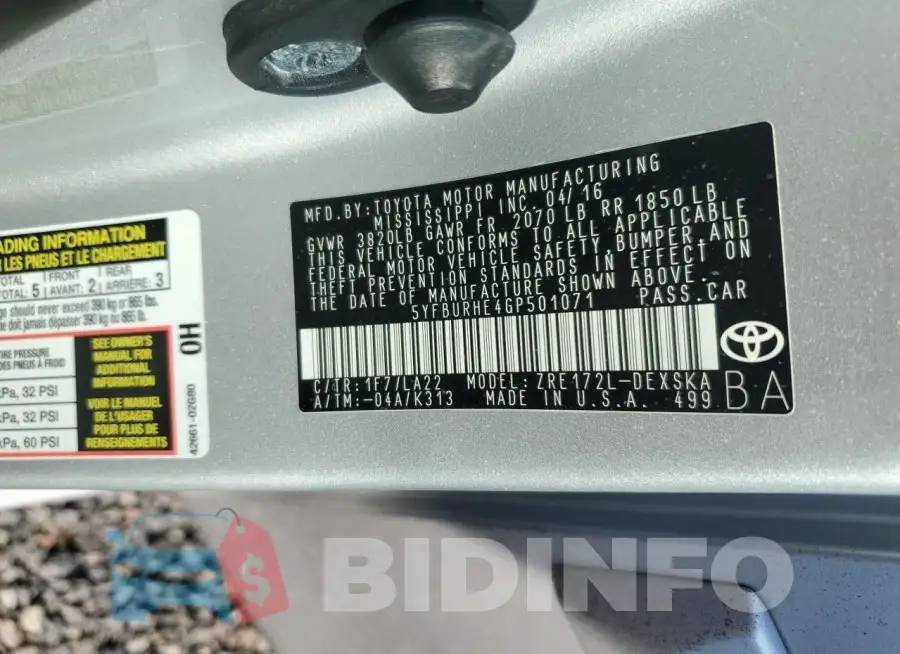5YFBURHE4GP501071 Photo# 13
