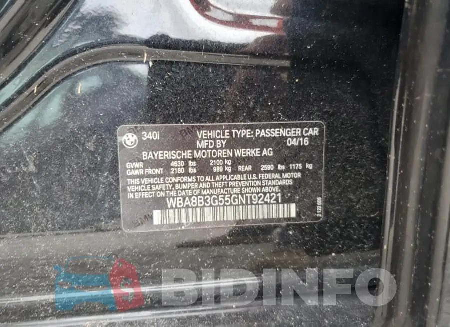 WBA8B3G55GNT92421 Photo# 13