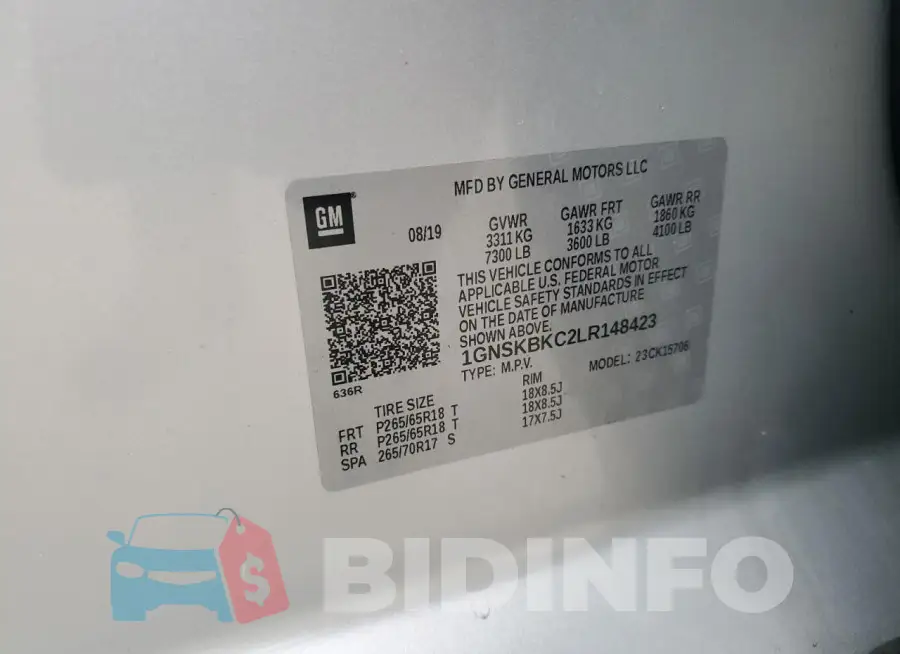 1GNSKBKC2LR148423 Photo# 14
