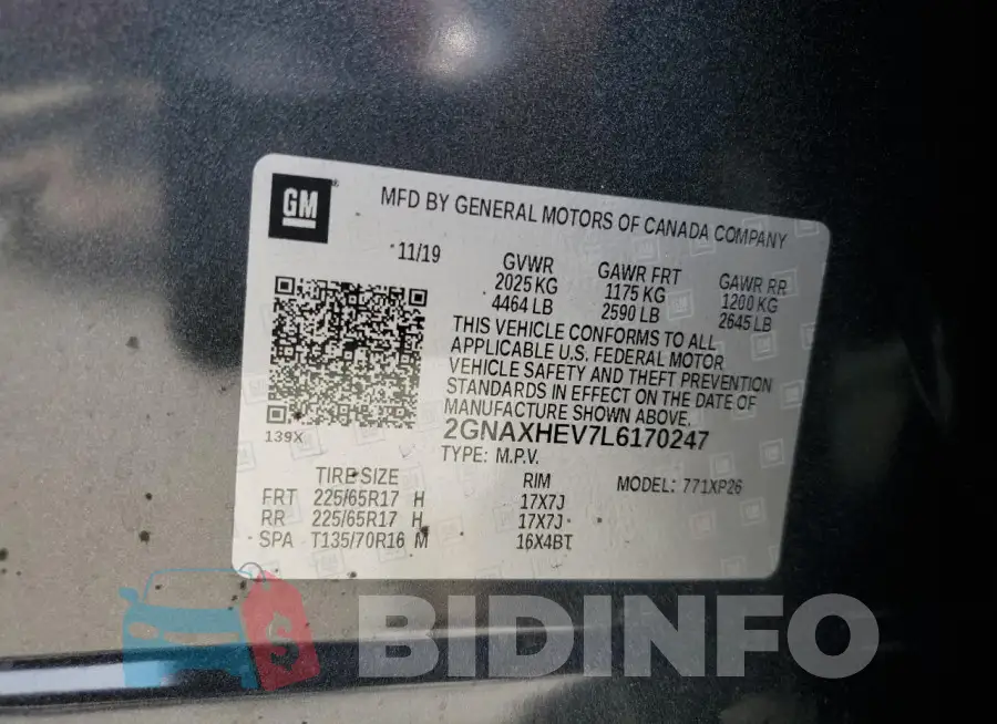 2GNAXHEV7L6170247 Photo# 13