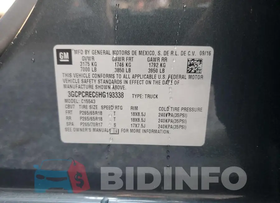 3GCPCREC6HG193338 Photo# 12