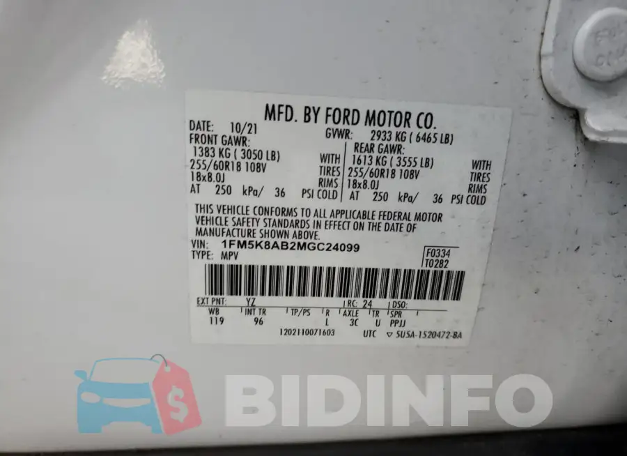 1FM5K8AB2MGC24099 Photo# 12