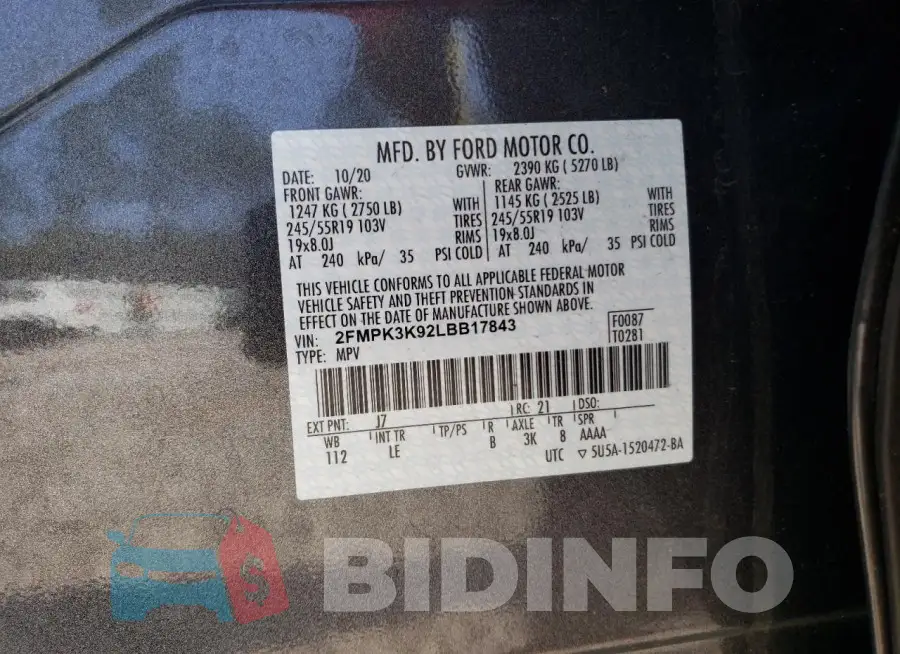 2FMPK3K92LBB17843 Photo# 13