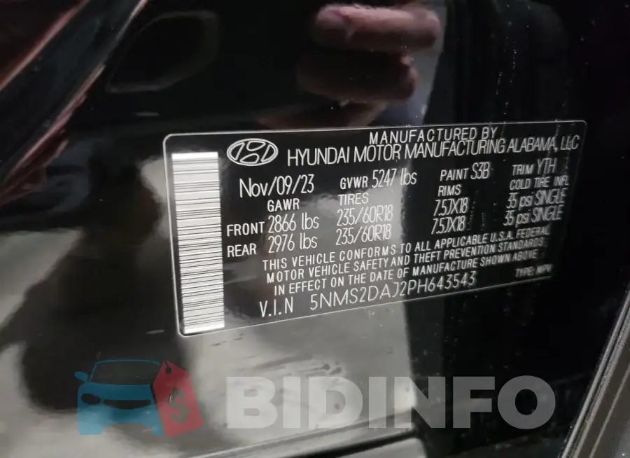 5NMS2DAJ2PH643543 Photo# 13