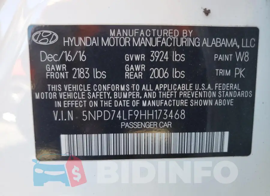5NPD74LF9HH173468 Photo# 13