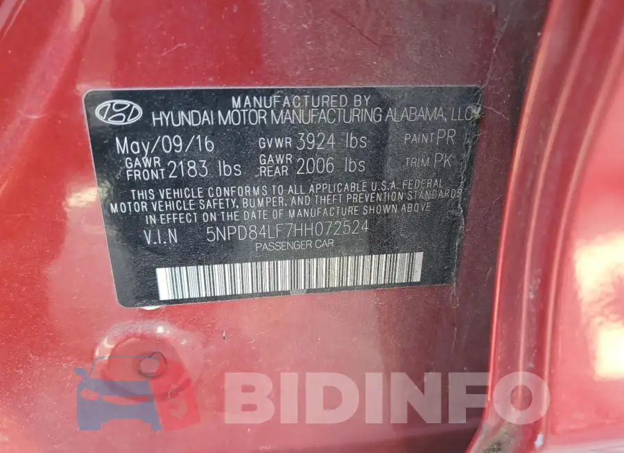 5NPD84LF7HH072524 Photo# 12