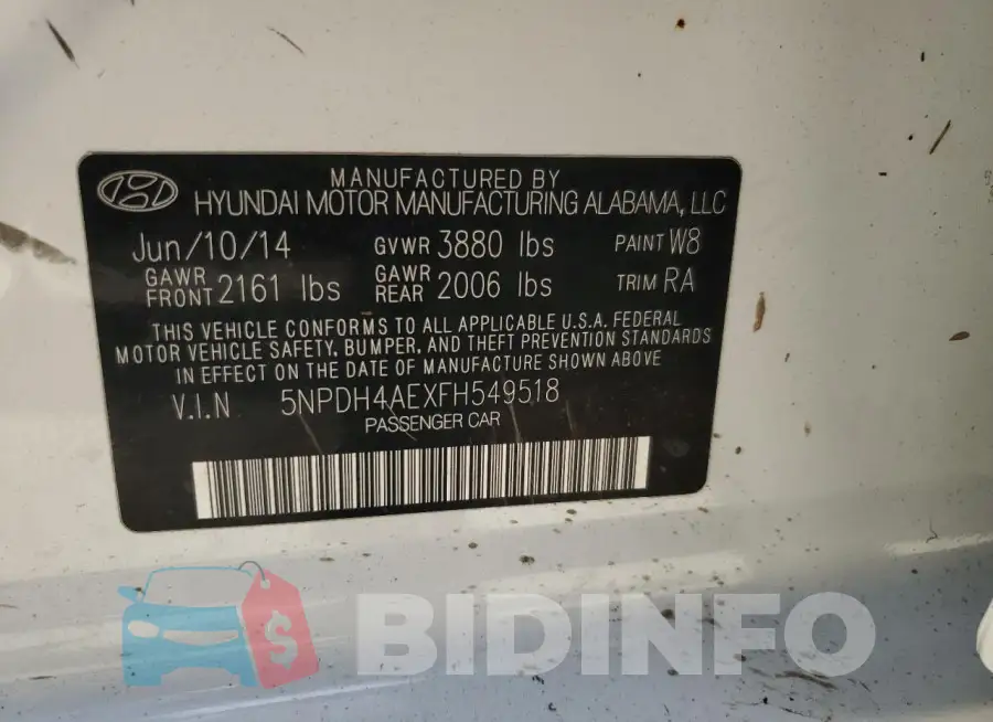 5NPDH4AEXFH549518 Photo# 13