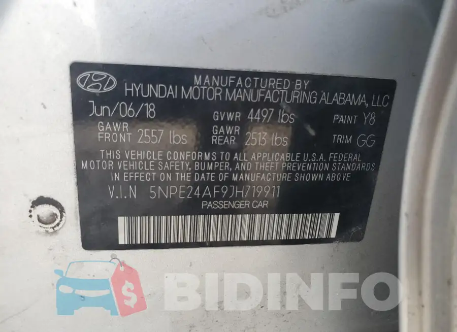 5NPE24AF9JH719911 Photo# 12