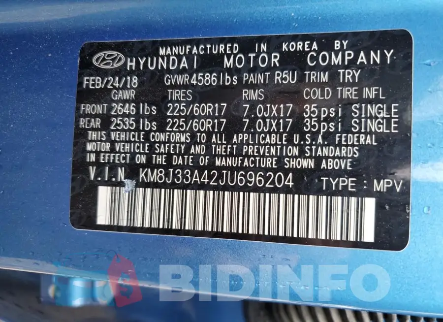 KM8J33A42JU696204 Photo# 12