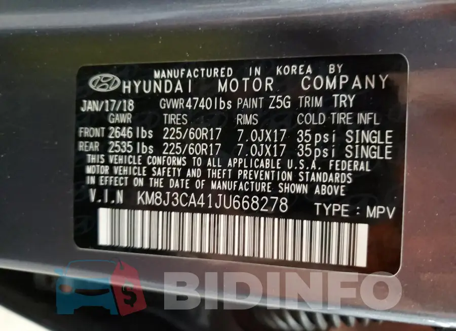 KM8J3CA41JU668278 Photo# 14