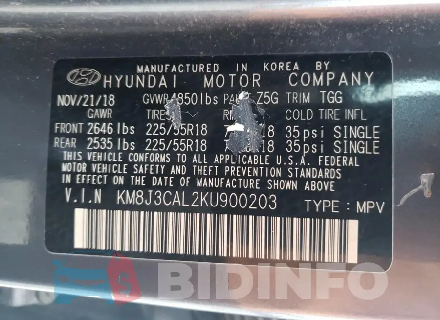 KM8J3CAL2KU900203 Photo# 13