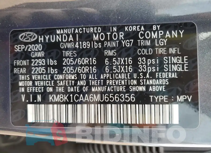 KM8K1CAA6MU656356 Photo# 13