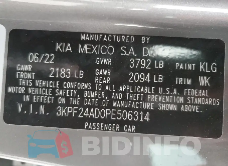 3KPF24AD0PE506314 Photo# 13