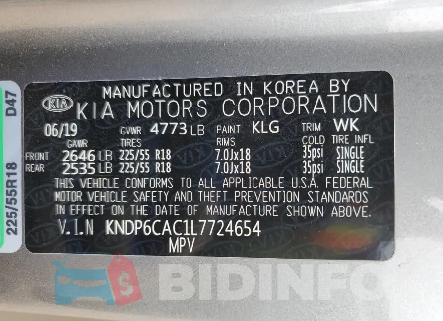KNDP6CAC1L7724654 Photo# 13
