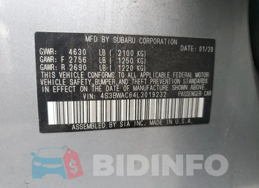 4S3BWAC64L3019232 Photo# 12
