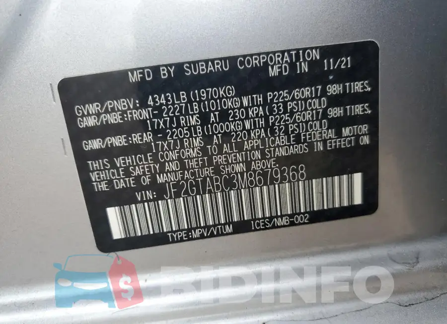 JF2GTABC3M8679368 Photo# 13