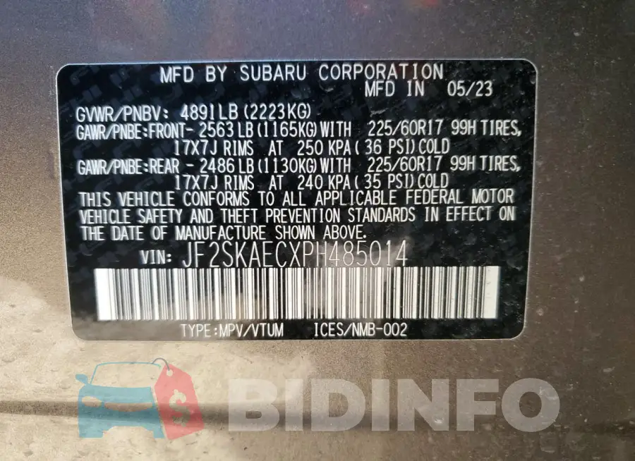 JF2SKAECXPH485014 Photo# 13