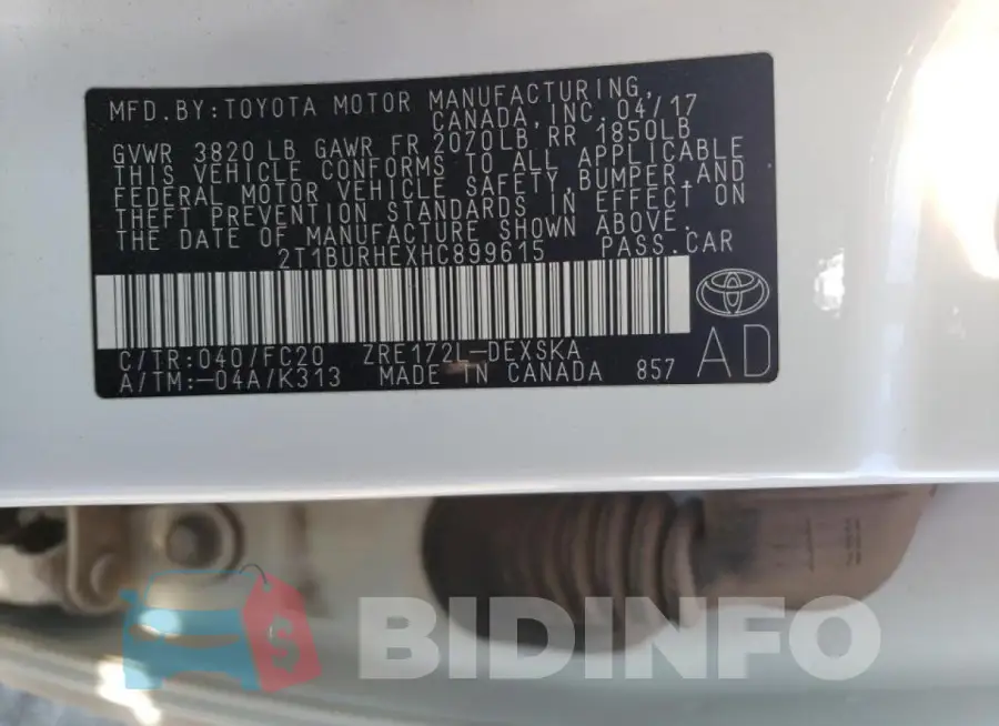 2T1BURHEXHC899615 Photo# 12
