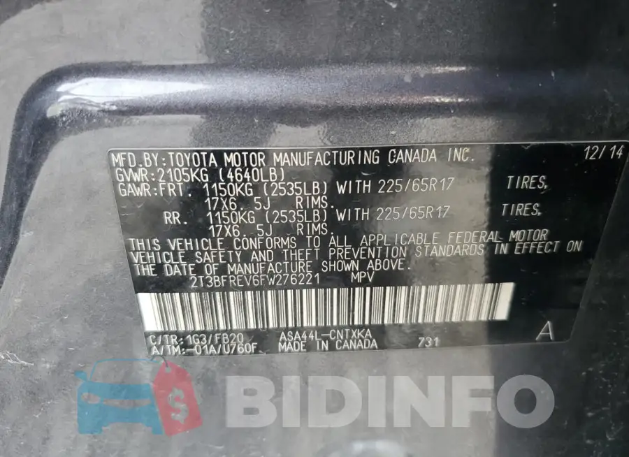 2T3BFREV6FW276221 Photo# 13