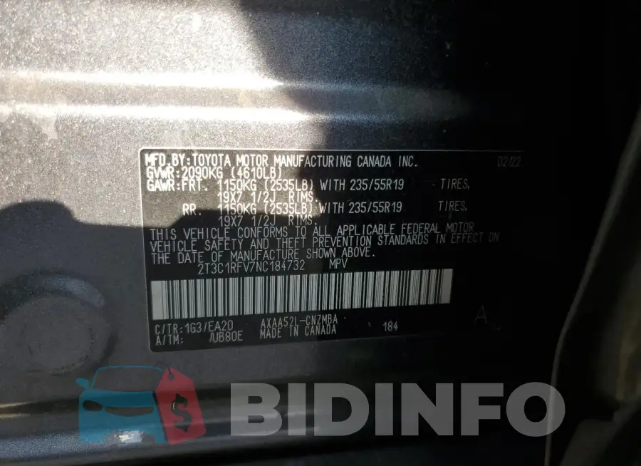 2T3C1RFV7NC184732 Photo# 13