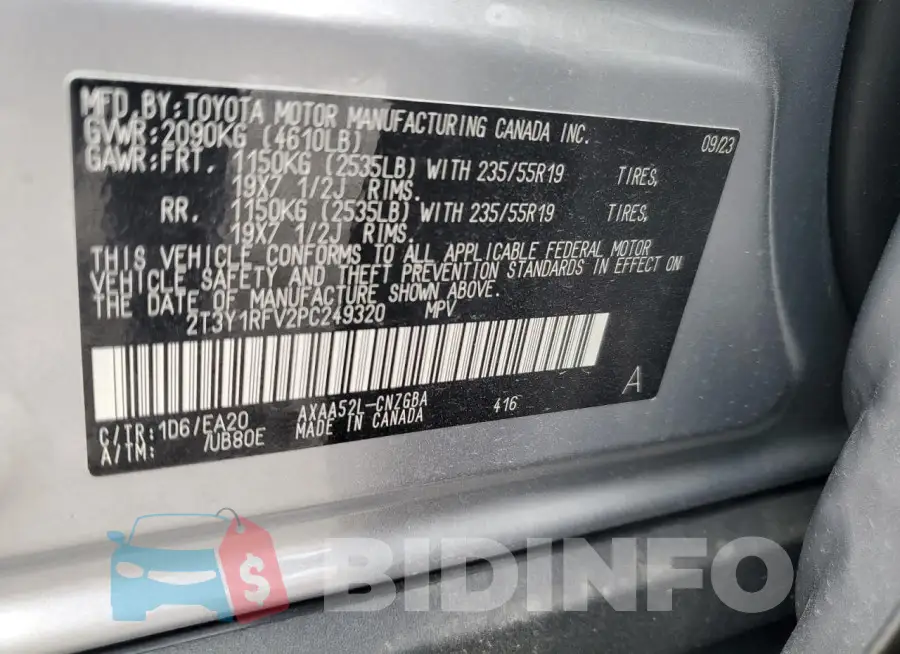 2T3Y1RFV2PC249320 Photo# 13