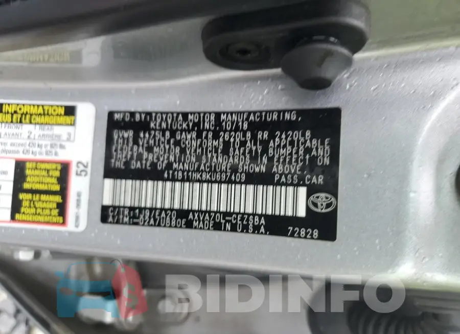 4T1B11HK8KU697409 Photo# 12