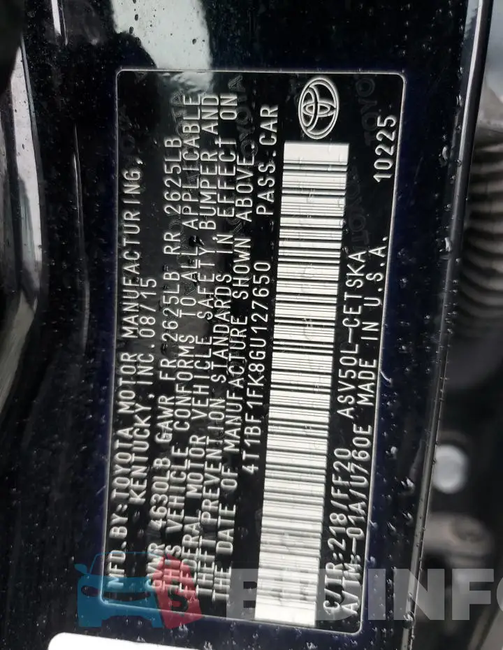 4T1BF1FK8GU127650 Photo# 12