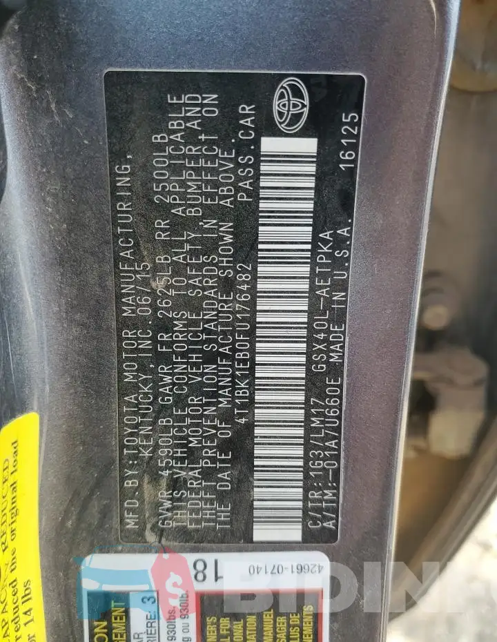4T1BK1EB0FU176482 Photo# 12