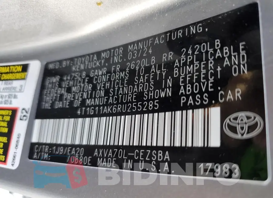 4T1G11AK6RU255285 Photo# 12