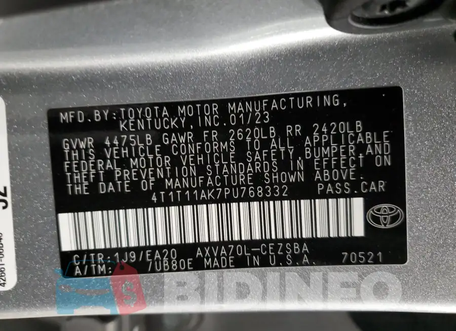 4T1T11AK7PU768332 Photo# 12