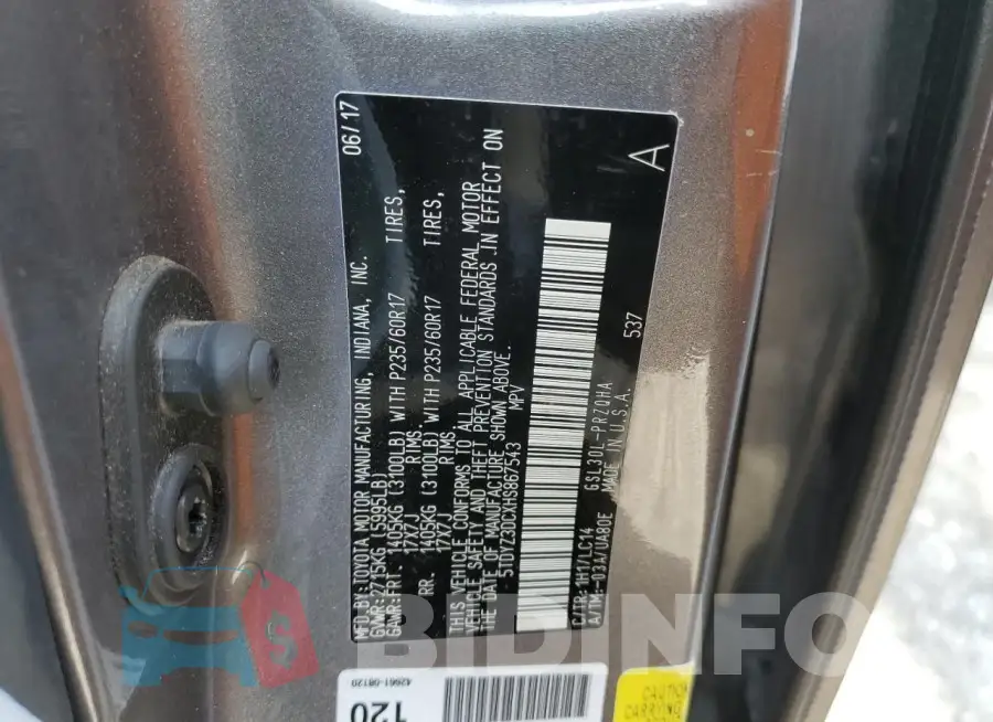 5TDYZ3DCXHS867543 Photo# 13