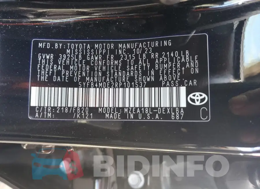 5YFB4MDE2RP101537 Photo# 12