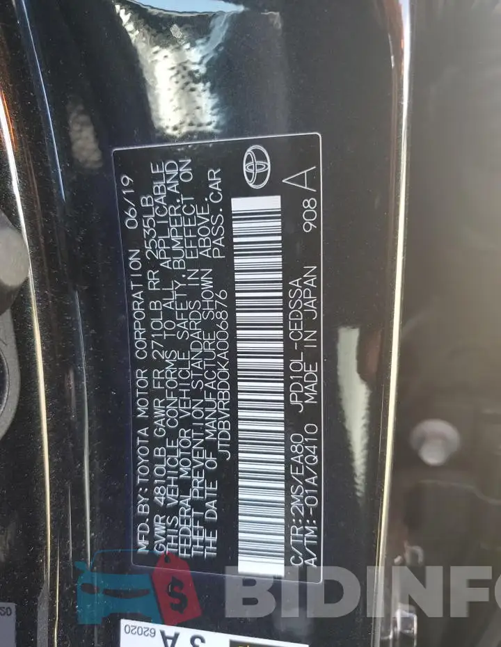 JTDBVRBD0KA006876 Photo# 12