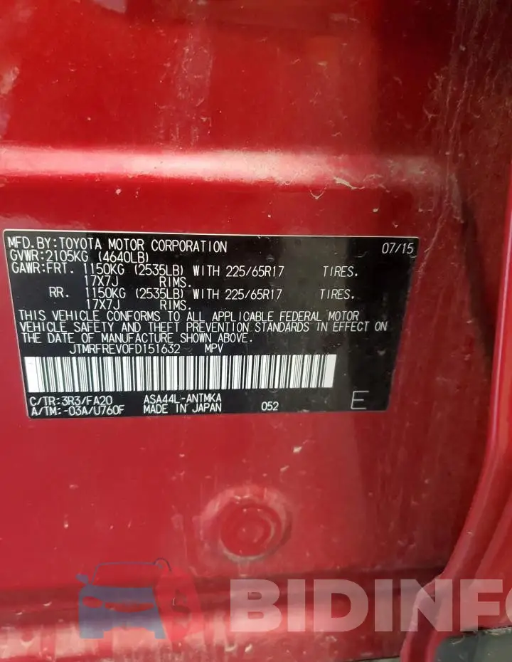 JTMRFREV0FD151632 Photo# 14
