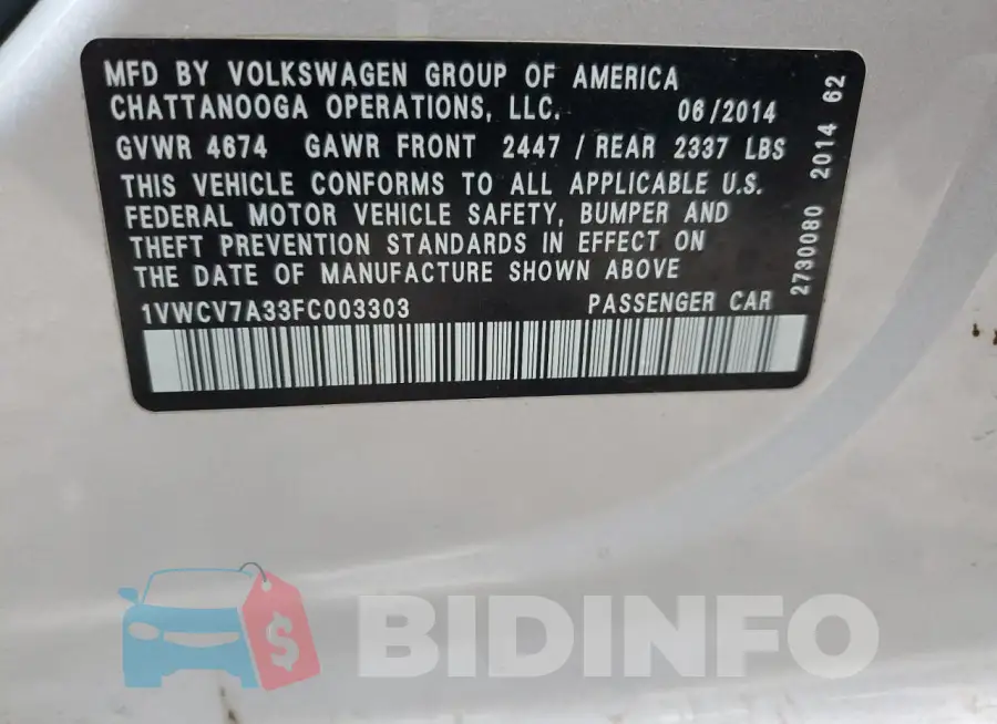 1VWCV7A33FC003303 Photo# 13