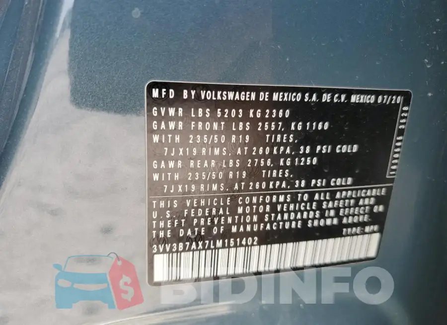 3VV3B7AX7LM151402 Photo# 13