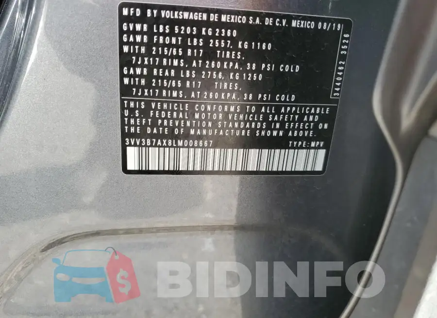3VV3B7AX8LM008667 Photo# 13