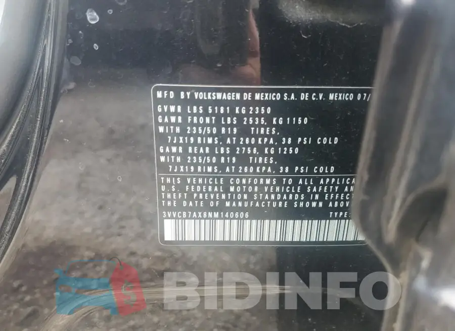 3VVCB7AX8NM140606 Photo# 14