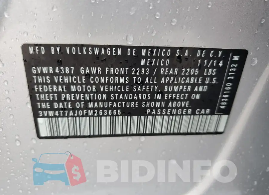 3VW4T7AJ0FM263665 Photo# 12